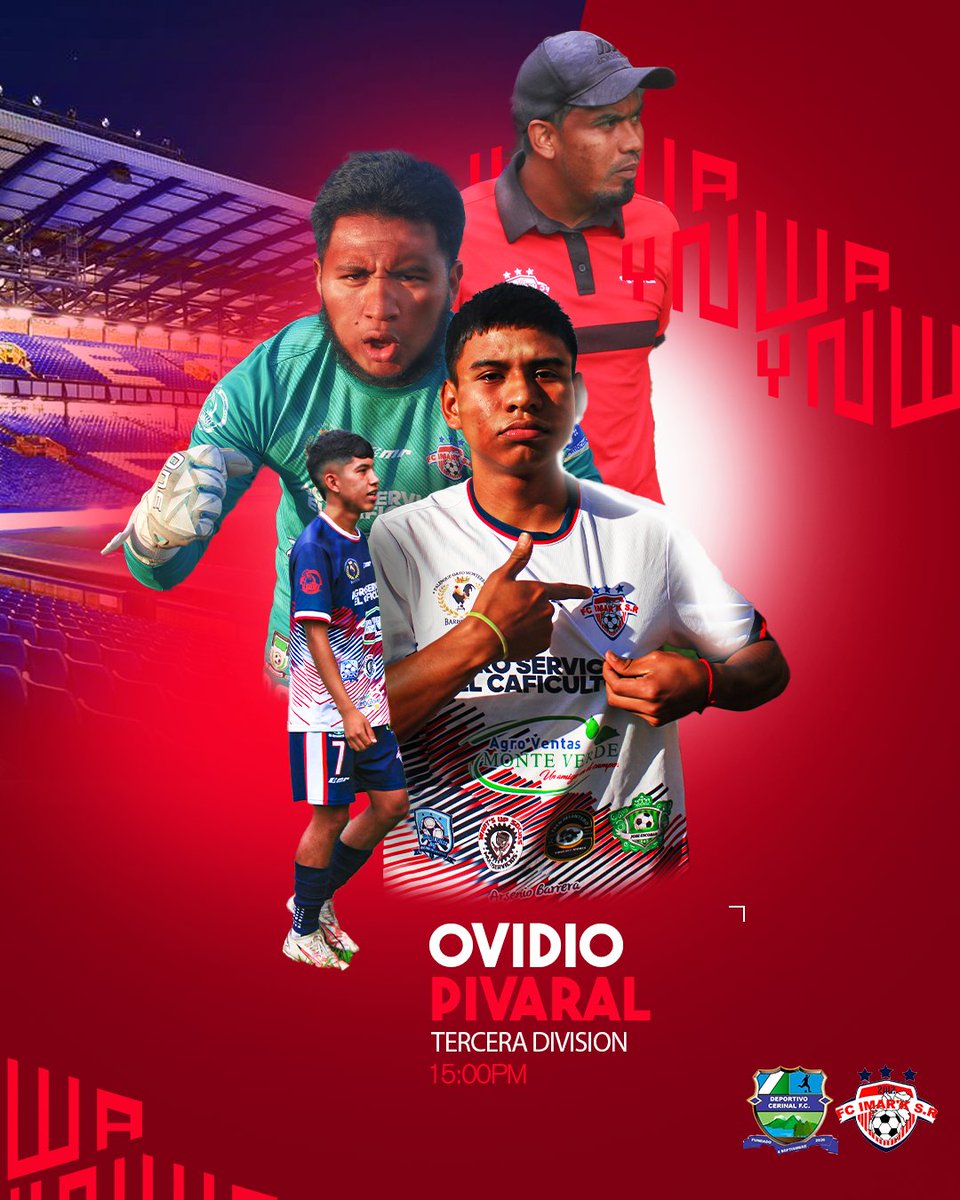 EN LA JORNADA 1
LOS REPRESENTANTES DE BARBERENA
SE ENFRENTAN EN EL DERBI SANTA ROSEÑO
Imark Sport S.R 📷 Cerinal F.C
📅Domingo 26 de enero 2025
⏱️15:00 HRS PM
🏟️OVIDIO PIVARAL BARBERENA
#LigaTerceraDivision
#Clausura2025
#FutbolGuatemala
#FutbolGt