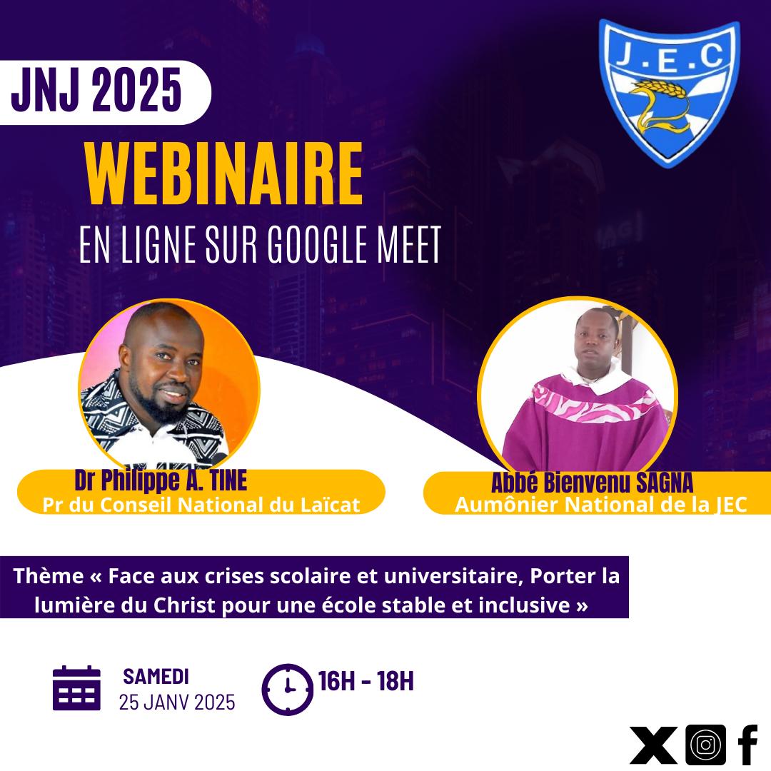 Journées Nationales de la JEC du Sénégal (JNJ) 2025 sous le thème: Face aux crises scolaires et universitaires, porter la lumière du Christ pour une école stable et inclusive.
<a href="/IYCSJECItweets/">IYCS JECI</a> <a href="/PanafYCSJEC/">IYCS-JECI PANAFRICA</a> <a href="/jec_nda_ouakam/">J.E.C Paroisse Ouakam</a> <a href="/JECBukinaFaso/">JEC Burkina Faso</a>  <a href="/rwandaycs/">JEC RWANDA</a>  <a href="/JECFrance/">JEC France</a>