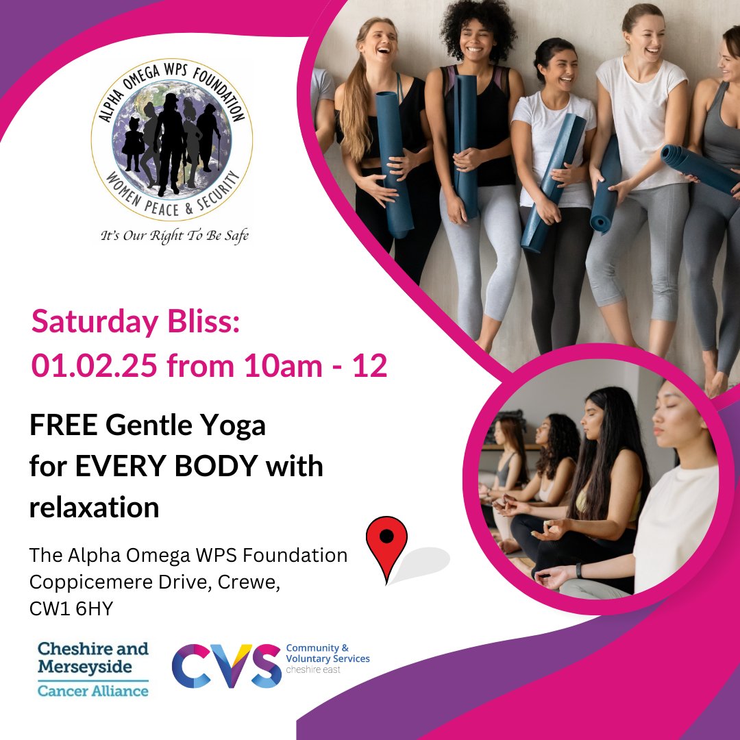 🌸 Saturday Bliss: Free Yoga for Every Body with relaxation 01.02.25 from 10 am until 12 🌸

 Join us for a rejuvenating and empowering session designed especially for women aged 18 and above! 🧘‍♀️✨

Reserve your spot today eventbrite.com/e/121905615276…