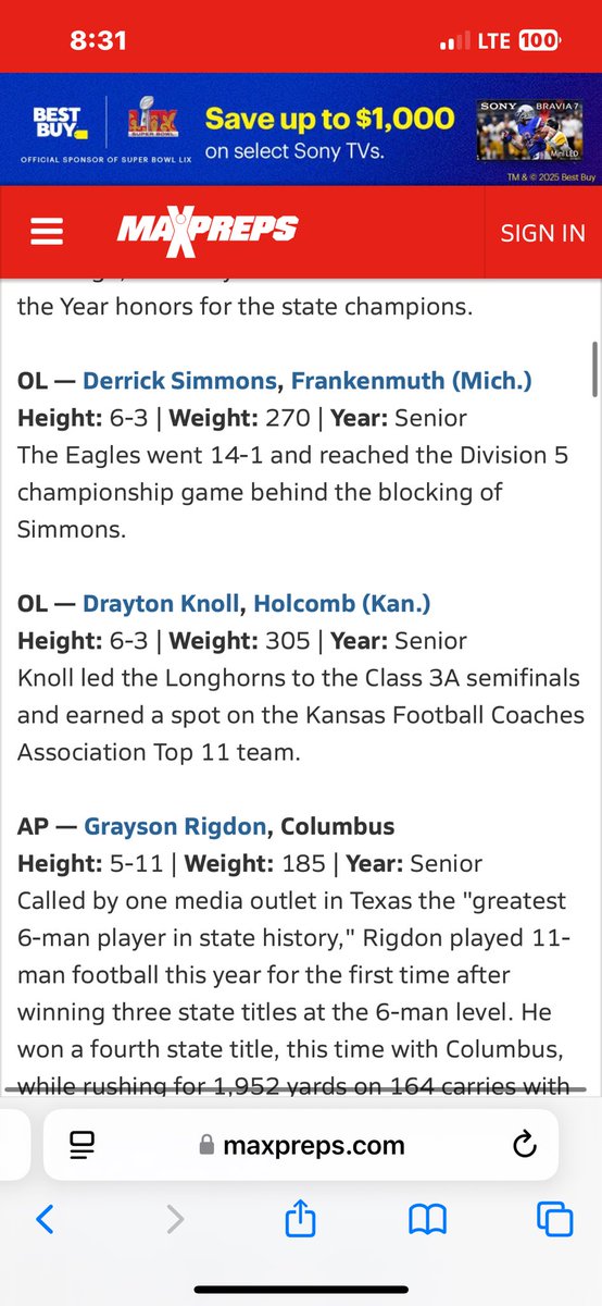 HOLCOMB Football tweet media