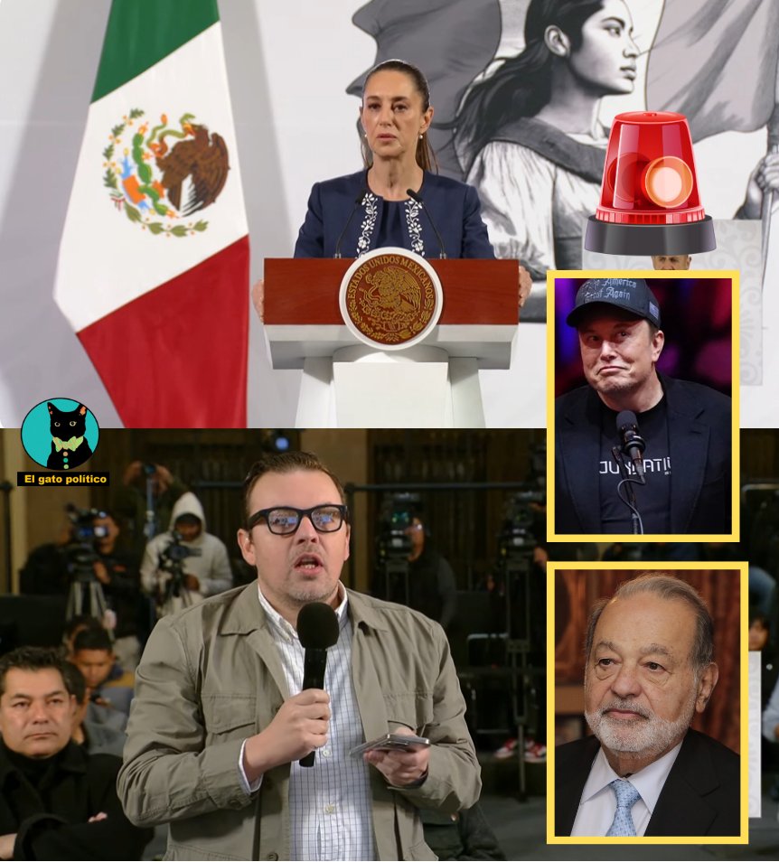 elgatopolitico_'s tweet photo. 🔴🔴¡Tómala, Elon Musk!
La presidenta de México desmiente la publicación fake que compartió Elon Musk, donde se asegura (sin pruebas) que Carlos Slim tiene nexos con el narco. Pide no etiquetar a todo un país con sus clichés:  

"Es falso, no hay ninguna investigación contra el empresario Carlos Slim o sus empresas, ¿De dónde sacan eso? Segundo, México es un país grandioso y no vamos a permitir que se le etiquete o se le asocie a México con el tema del narcotráfico, como han querido ponerlo en muchas de las series. Estamos avanzando en la estrategia de seguridad, pero México es un país grandioso", dijo.
#MañaneraDelPueblo 📛📛