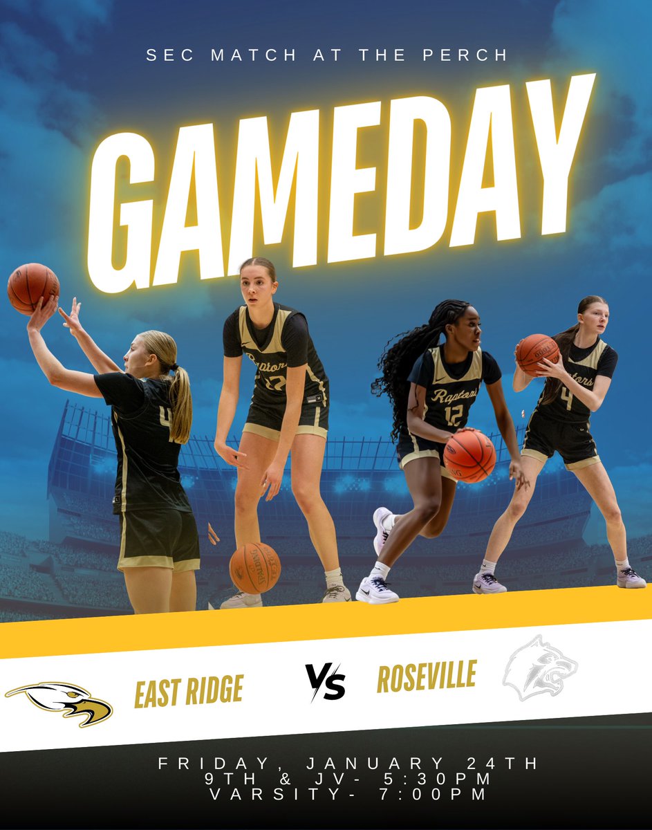 🔥Game Day vs. Roseville🔥 

📍East Ridge High School
⏱️9th &amp; JV- 5:30pm | Varsity- 7pm
🎟️Hometown App
📺NSPN Livestream