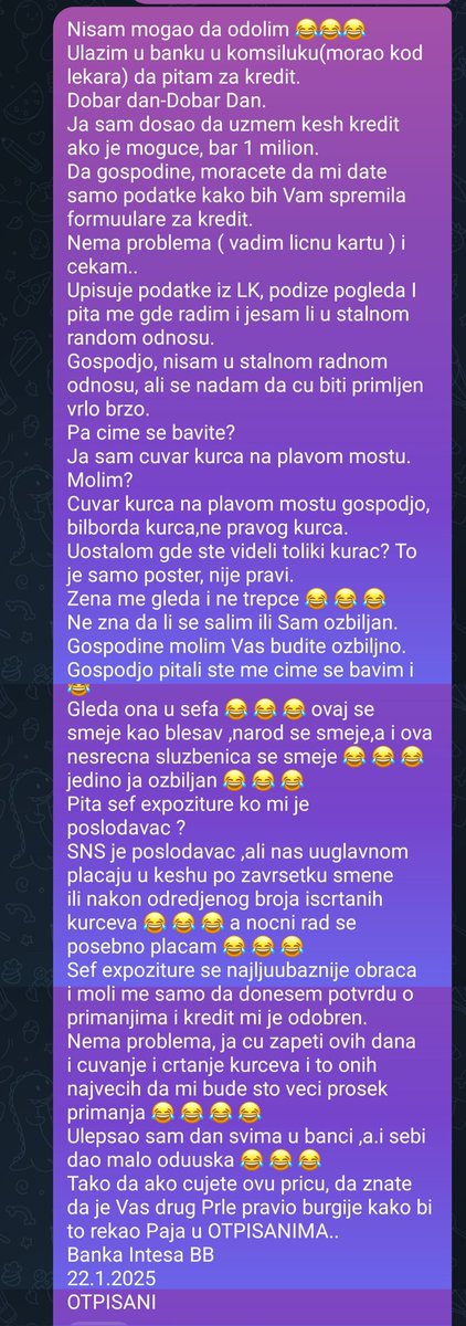MinaAska's tweet photo. @sasajankovic Izvinjavam se, ne bih da budem nepristojna.
Samo imam želju da ljudi pročitaju šta je moj drug i saborac #Prle prekjuče (stvarno!) uradio.
Unapred se izvinjavam.🫣
(Nas nekoliko -"uličnih veterana" se medju sobom zovemo "Otpisani")😉👇🏻 https://t.co/4pho0GNpWt