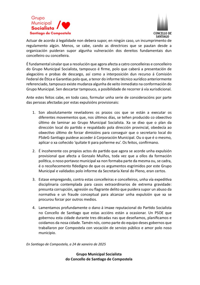 NonAds_Santiago's tweet image. Comunicado do Grupo Municipal Socialista sobre a expulsión provisional comunicada hoxe a @gonzalomuinos , @mrosonf , @Milacastross e Marta Álvarez

Tamén coas consideracións do informe da Secretaría Xeral do Pleno da Corporación que pon negro sobre branco en relación á situación…
