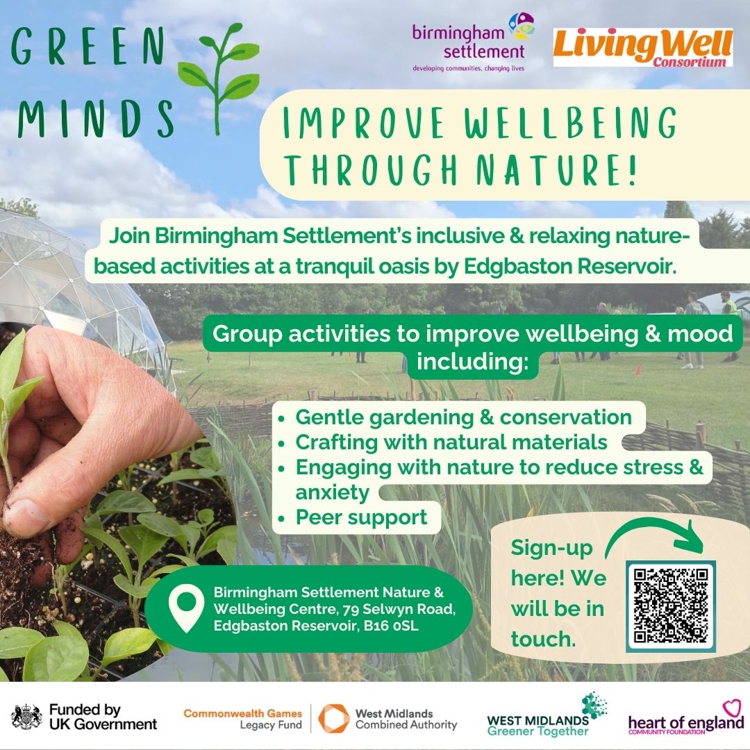 💚Green Minds Project - Free Programme💚

 If you would like to self-refer to this project, or refer a client, service user, friend or family member, please scan the QR code on the flier or visit our link in our bio.