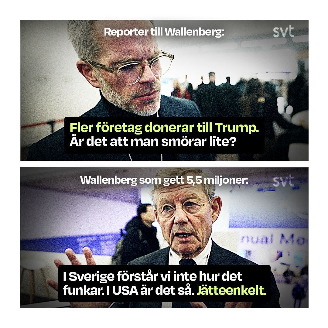 KlaggetNU's tweet photo. Menar Wallenberg att svenska folket är för naiva för att förstå hur makt och pengar hänger ihop?

USA:s politiska system är en form av legaliserad korruption. Och Ericsson är med och betalar.

https://t.co/LPhYoiZjN2 https://t.co/ORSQ2dIHNQ