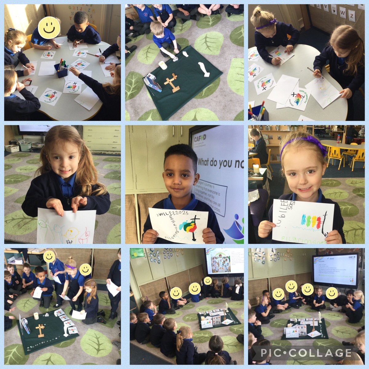 MissBarranSTM's tweet photo. We have been talking about the Jubilee Year today and how we can be Pilgrims of Hope - lots of lovely, careful work and discussions, well done EYFS ❤️💛💚💙
#LoveLearnLive
#STMRE
@MissMcBrideSTM @RCSalfordEd https://t.co/o67bTMGIGi