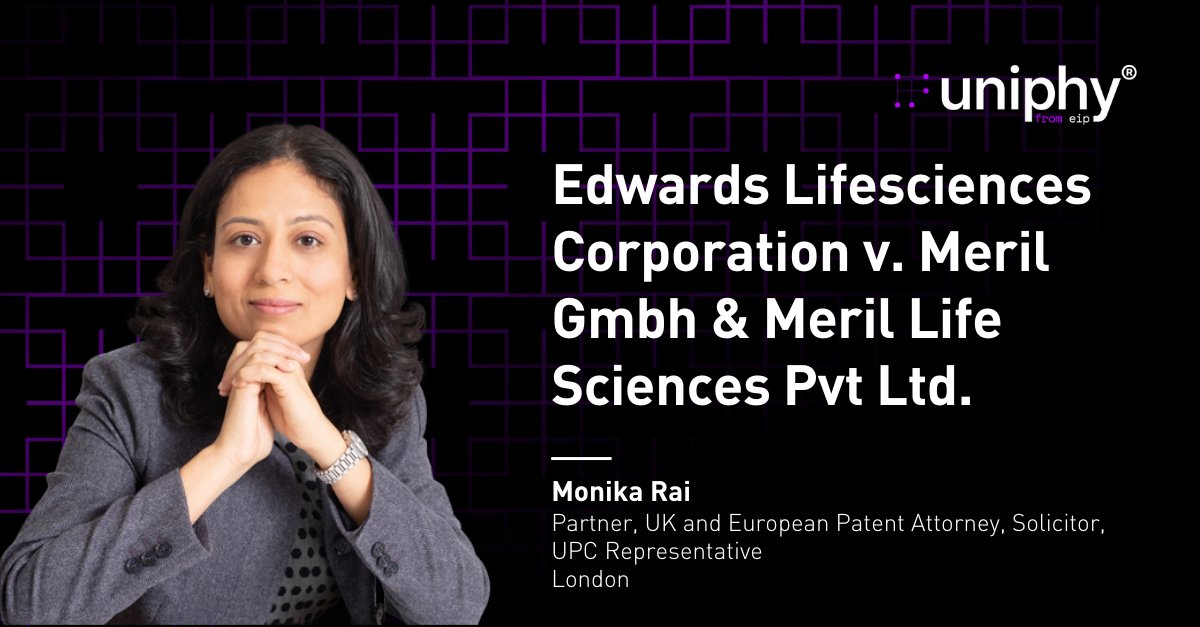 EIP's tweet image. Having prevailed at the central division with the patent maintained in amended form, Edwards is also successful at the Munich local division in asserting its patent on prosthetic heart valves against Meril.

Monika Rai reports - eip.com/uk/latest/arti…