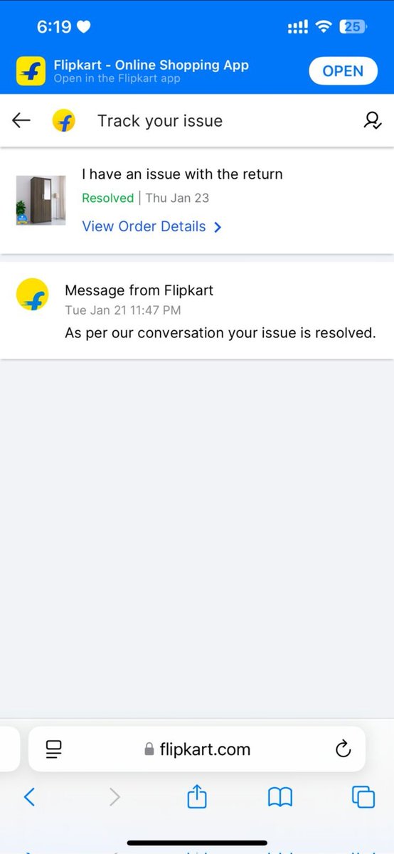 RoninBats's tweet photo. No response, none whatsoever, but issue marked resolved on the app. All this even after a week of so many mails, calls and enduring harassment from technicians, customer care and who all. Someone needs to question this 😡

@nch1915
@flipkartsupport @flipkartsupport @timesofindia https://t.co/PlnUktQuRG