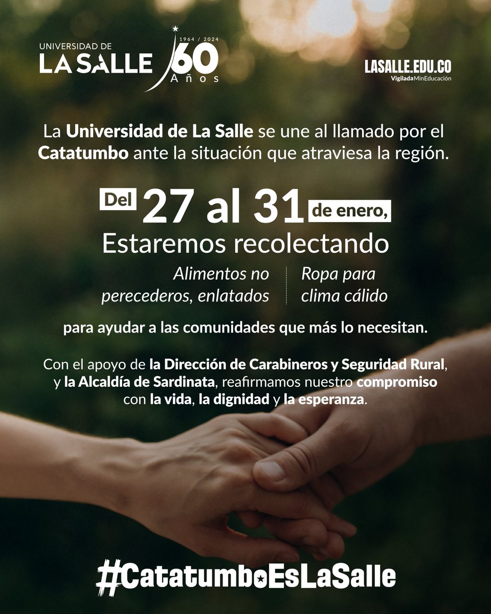 Unidos por el #Catatumbo. Invitamos a nuestra comunidad #lasallista a ser parte del #cambio con #acciones que marquen la diferencia. Conoce cómo ayudar:

lasalle.edu.co/es/noticias/un…