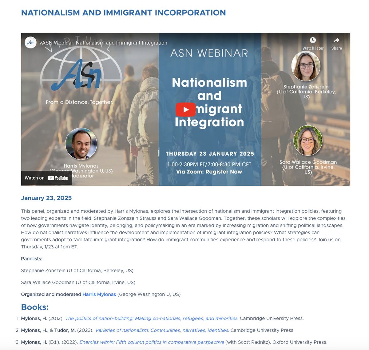 ASN_Org's tweet photo. #vASN: Did you miss our panel on #Nationalism and Immigrant Integration? You can now watch the full recording on our website, along with a list of referenced literature on the topic! https://t.co/esKP0U4Fif https://t.co/eSiGujuxCX