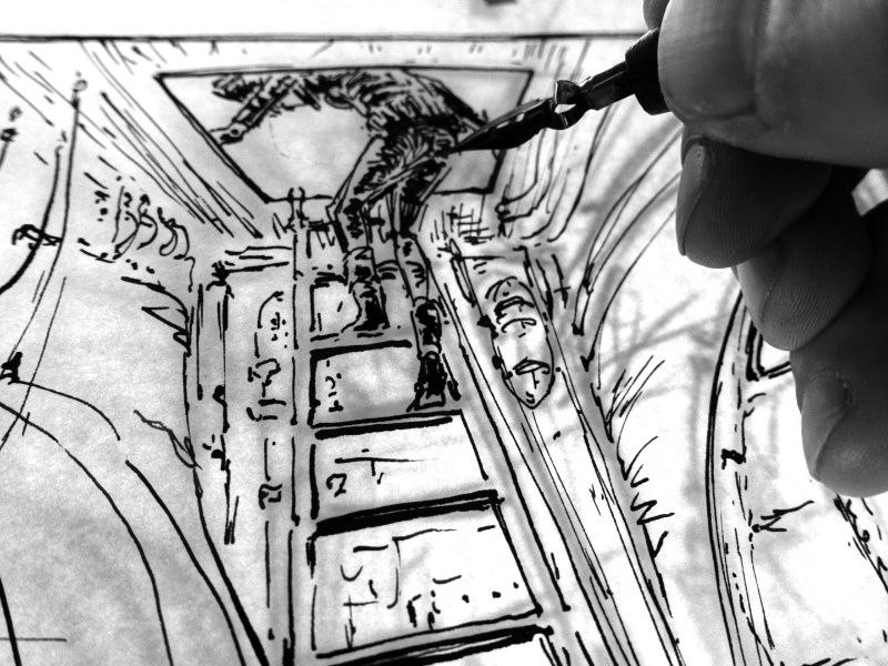 deerbard's tweet photo. I think we might have a flu on the board. But I’m not leaving the ship, I’m drawing. 

Back to #theFisher #theFisherProject 

The story continues as he’s realizing what his path is. https://t.co/KPA6j4bkNv