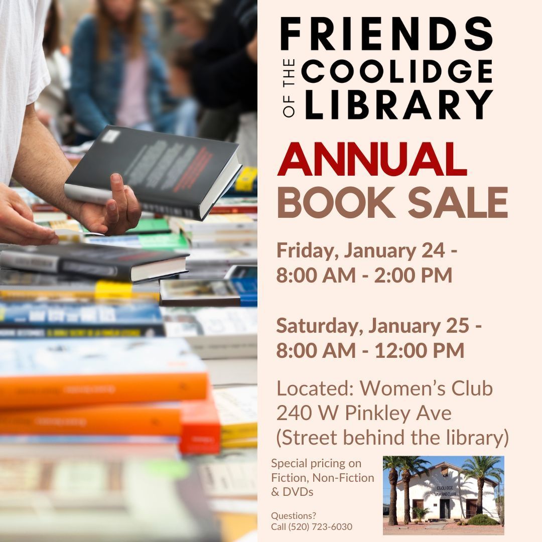 It’s here! The Annual Friends of the Coolidge Library Book Sale is your chance to snag great reads at bargain prices! Hundreds of items in all formats await you. Support the library &amp; its programs like Summer Learning!