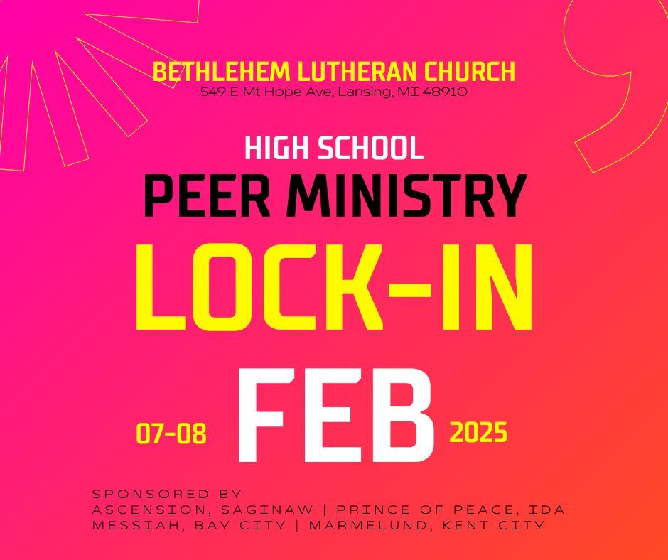 High schoolers from the Mitten Synod and the Southeast Michigan Synod are invited to learn about Peer Ministry! Learn and practice skills to become a better friend and be better equipped to be that friend when someone is in need. Register: buff.ly/4j28O58