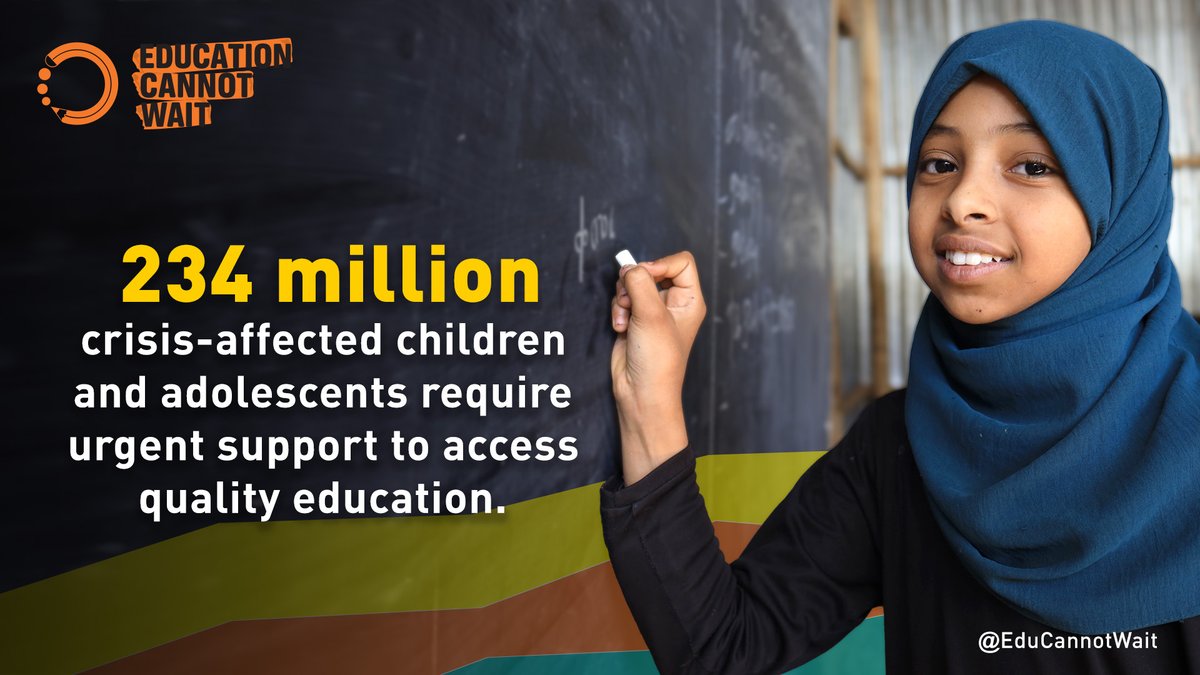 eu_echo's tweet image. 234M school-aged children impacted by crises require urgent support to access education. 

On #EducationDay, @EduCannotWait launches the Global Estimates Report, sounding the alarm on growing needs that are outpacing education aid funding.

➡️educationcannotwait.org/global-estimat…