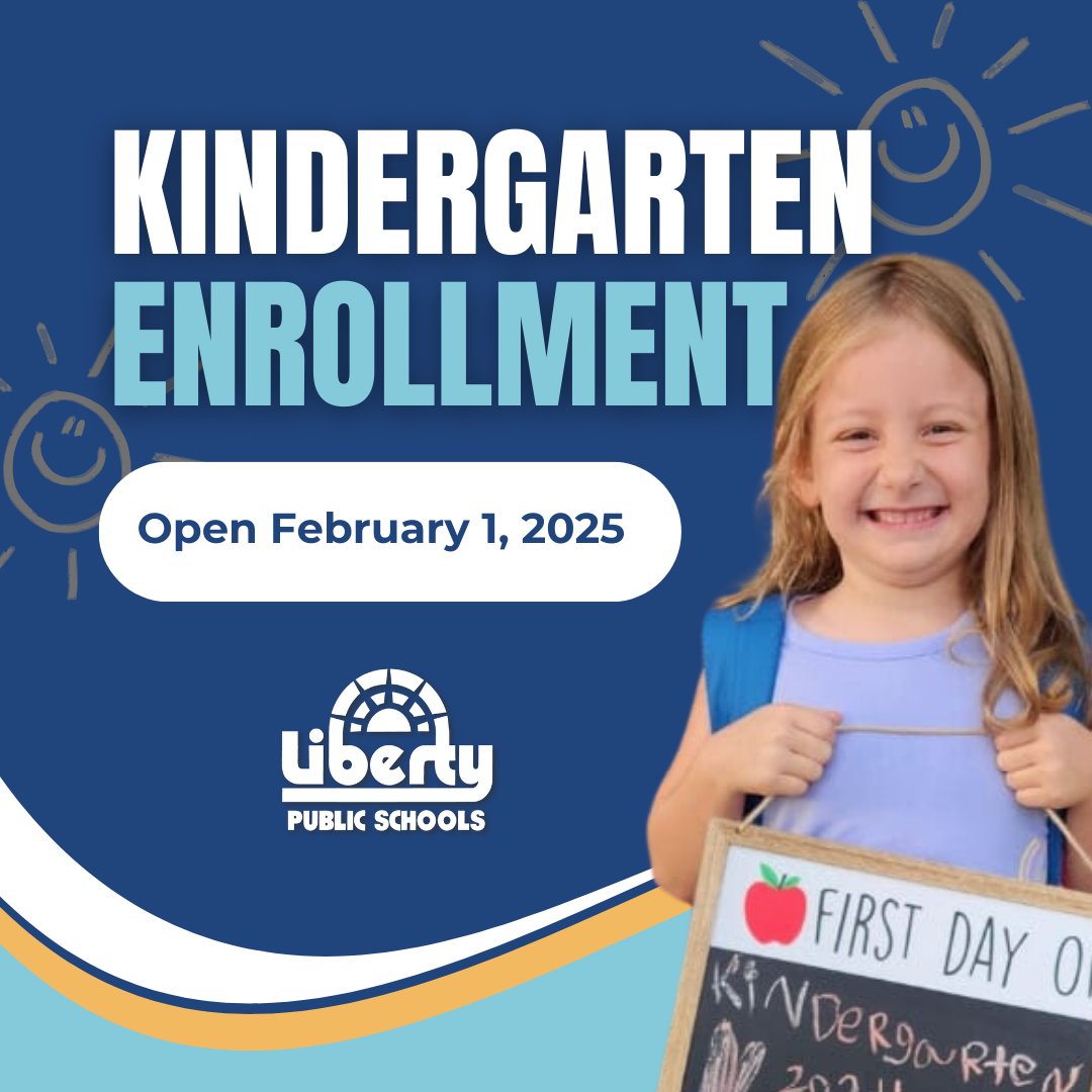 🔔One week from today🔔
Kindergarten enrollment for Liberty Public Schools opens on Saturday, February 1, 2025. More information will be made available at that time, but mark your calendars! We can't wait to meet the Class of 2038! #LPSLeads