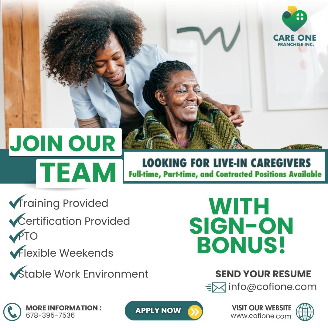 COFI_ATL's tweet photo. 🌟 WE’RE HIRING CAREGIVERS! 🌟
Do you have a heart for helping others? 💙 Join our incredible team and make a real difference in the lives of those who need it most! https://t.co/cdqYcvAe5v