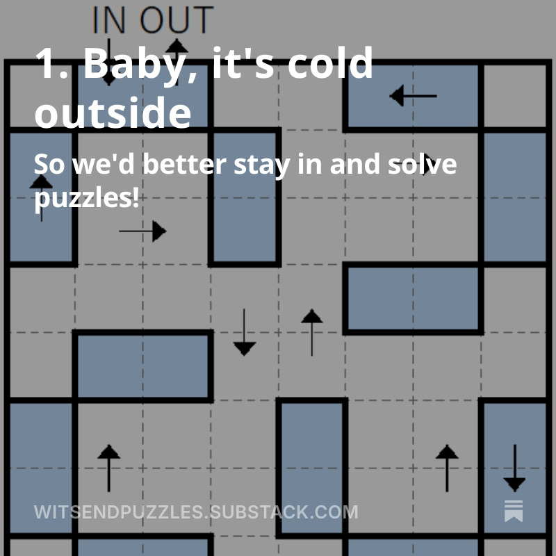 Stro_Solves's tweet image. The first edition of my new puzzle newsletter is now up. Go solve some puzzles!
open.substack.com/pub/witsendpuz…