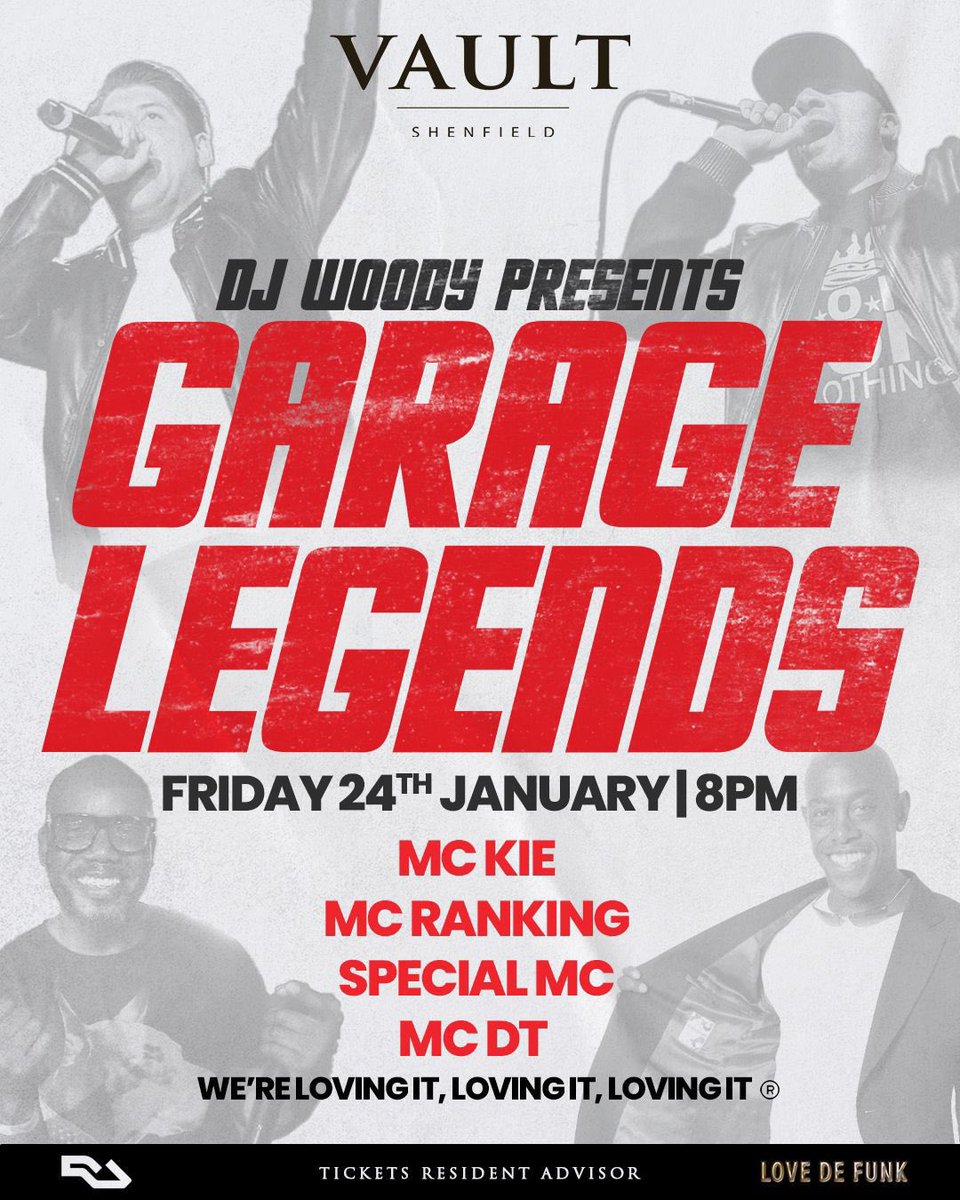 DJ WOODY
Presents
“Garage Legends”

Friday 24th January 

*THE VAULTS*
91 Hutton Road, Shenfield, Essex, CM15 8YX, UK

Pay On The Door

Ticket Link : ra.co/events/2072143

8pm Till 2am

*Strictly For The Heads Of UK Garage*