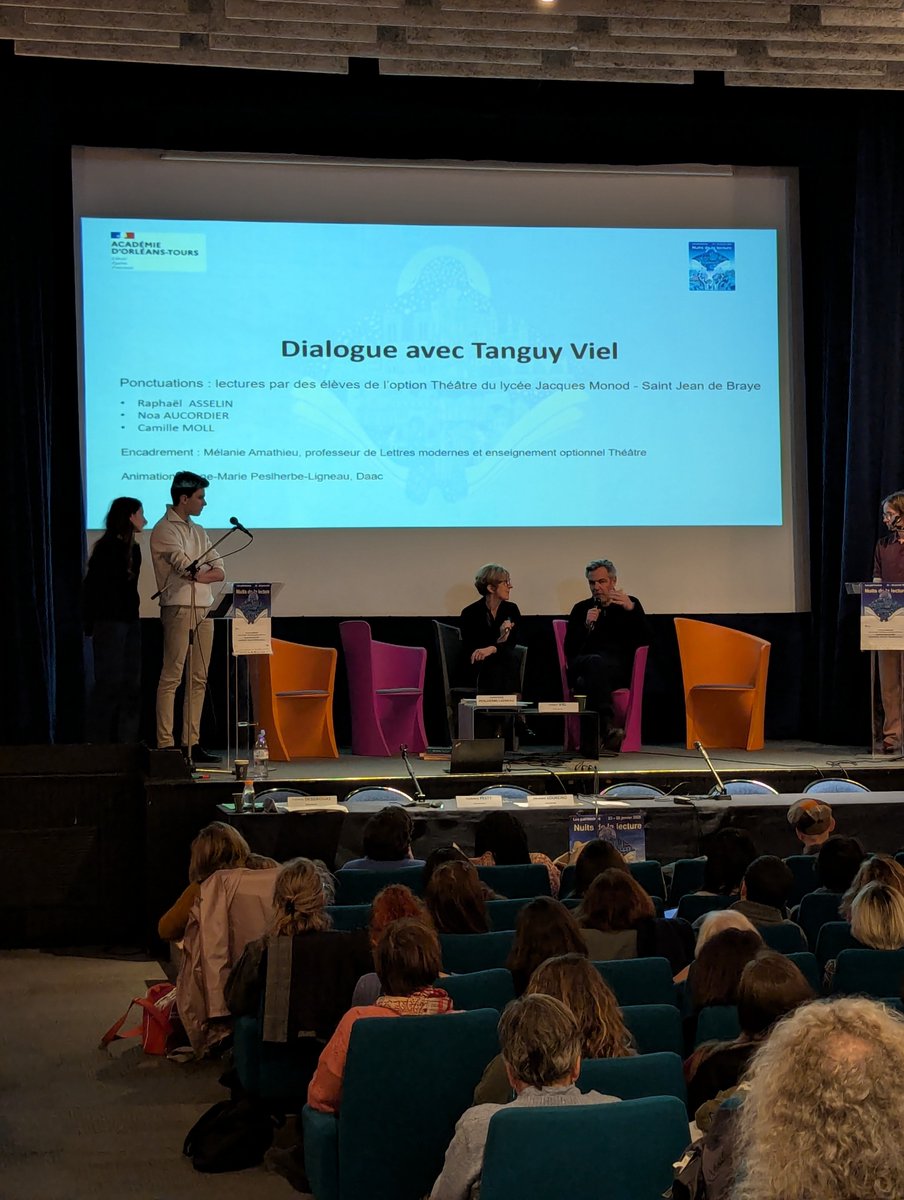 ac_orleanstours's tweet image. À l'occasion des #NuitsDeLaLecture, l'@ac_orleanstours a organisé un séminaire « Lire et réussir, construire un parcours de lecteur » à Orléans(45)✨
Au programme : conférences et interventions de T. Viel, essayiste, et de M.-A. Murail, romancière🎯

🔎nuitsdelalecture.fr
