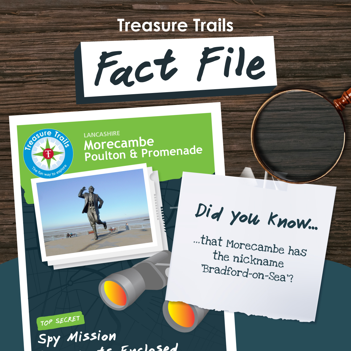 #FridayFact

Morecambe gained the nickname 'Bradford-on'Sea' when it became a popular holiday destination for Bradford workers and mill-owners commuting from Yorkshire on the direct train link. 🚂

GET THE TRAIL 👉
treasuretrails.co.uk/products/thing…

#morecambe