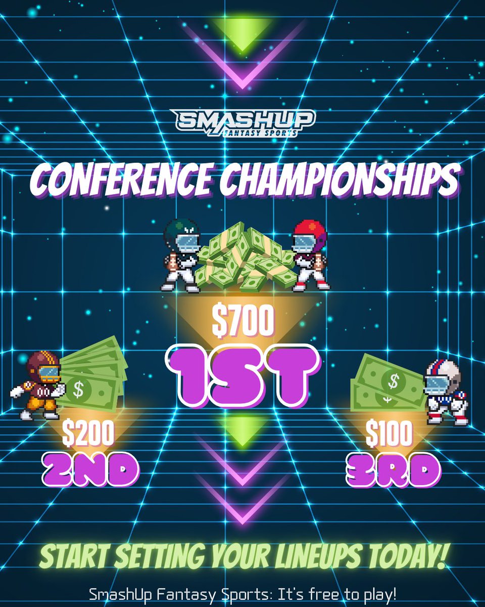 Join the completely free tournaments and playoff challenges on SmashUp this week.  There’s over $4,000 (including $1,500 in the main tournament) on the line.

Go to SmashupSports.com.