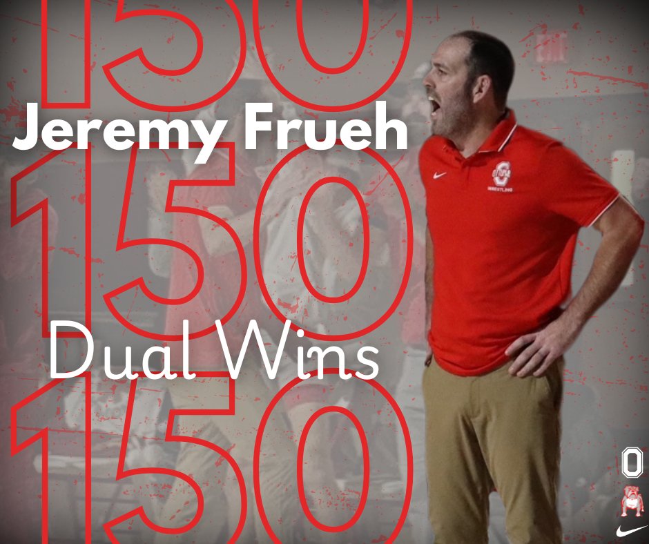 150 DUAL WINS! Congratulations to Ottumwa Wrestling Boys Head Coach Jeremy Frueh on reaching the 150 dual wins milestone last night! #GoDogs #BeTheBest #SetTheStandard