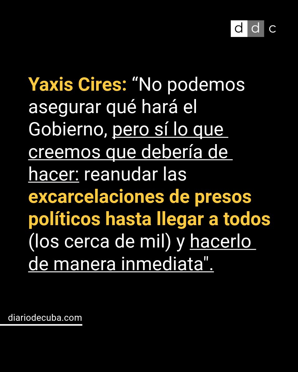 diariodecuba's tweet photo. El Observatorio Cubano de Derechos Humanos exhortó al régimen cubano a reanudar las excarcelaciones de presos políticos, paralizadas desde el martes. Varias organizaciones han manifestado preocupación en medio del desconcierto y la desesperación entre los familiares.

LEE MÁS en #DiarioDeCuba: https://t.co/DNyLnNeqdr
