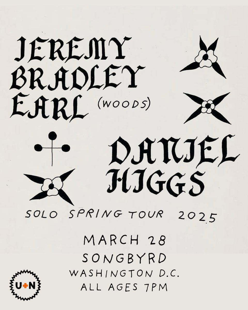JUST ANNOUNCED &amp; NOW ON SALE! Jeremy Bradley Earl (of psych-folk band <a href="/WOODS__BAND/">WOODS</a>) joins Daniel Higgs (of Baltimore's Lungfish) for a solo co-headline show 3/28!!

TIX &gt;&gt; link.dice.fm/i757c4d1b834