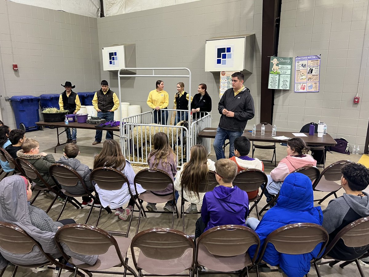 GardenCityHSFFA's tweet photo. Yes, we are out of school again, but this time, my students are the teachers! We are with Finney County @KSFarmBureau and their annual Friends on the Farm. A huge thanks to @sheep_shower for bringing in his momma and her lambs! #GCBuffs #LivingToServe https://t.co/Gdb0WpW1xG