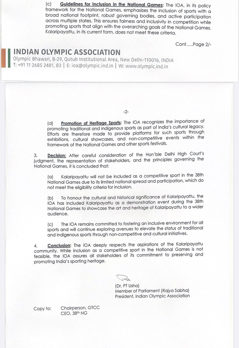 #bringkalariback #ReinstateKalari so Delhi High Court asks #IOA to #ReinstateKalari as a competitive sport in the National Games. And <a href="/PTUshaOfficial/">P.T. USHA</a> who is IOA head replies no! #MeriMarzi ?  <a href="/narendramodi/">Narendra Modi</a> <a href="/PMOIndia/">PMO India</a> <a href="/AmitShahOffice/">Office of Amit Shah</a> <a href="/ianuragthakur/">Anurag Thakur</a> save traditional sports!