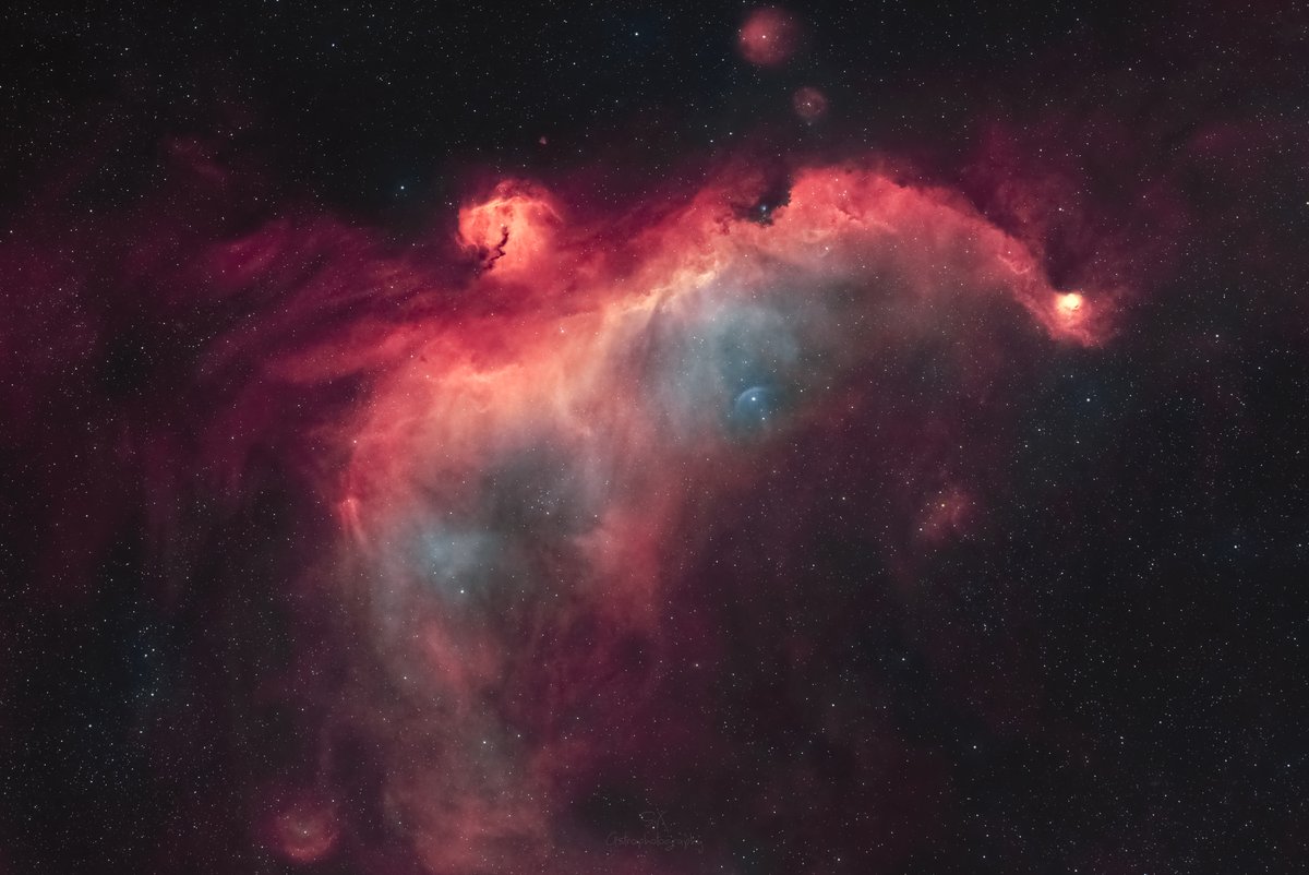 sixdfx's tweet photo. La nébuleuse de la Mouette ou IC 2177 est une nébuleuse en émission située à environ 3800 années-lumière de la Terre dans la constellation de la Licorne au-dessus de la limite avec la constellation du Grand  Chien. Elle s'étend sur une distance d'environ 100 années-lumière. #Astrophotography