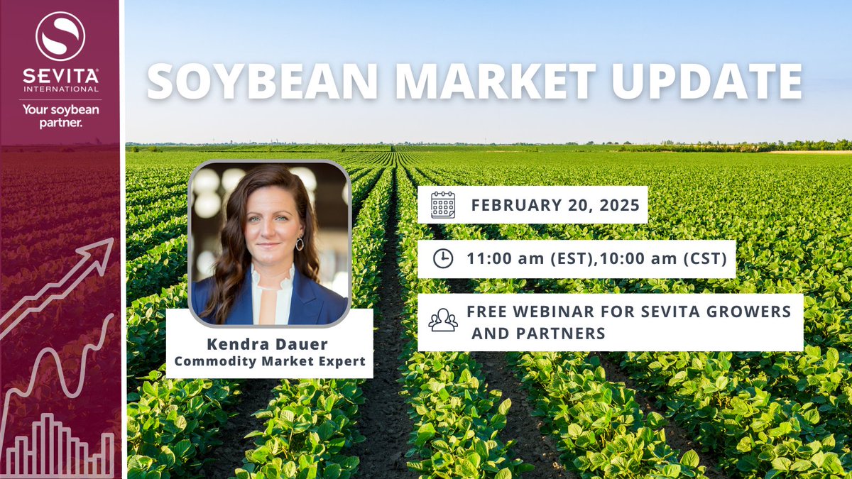 Register now for our #webinar on February 20! <a href="/Kendra_Dauer/">Kendra Dauer</a> from <a href="/StoneX_Official/">StoneX Group Inc.</a> Financial will provide an update on the commodity market and discuss factors impacting soybean prices. 📈📈🌱

Register at …taSoybeanMarketUpdate25.eventbrite.ca