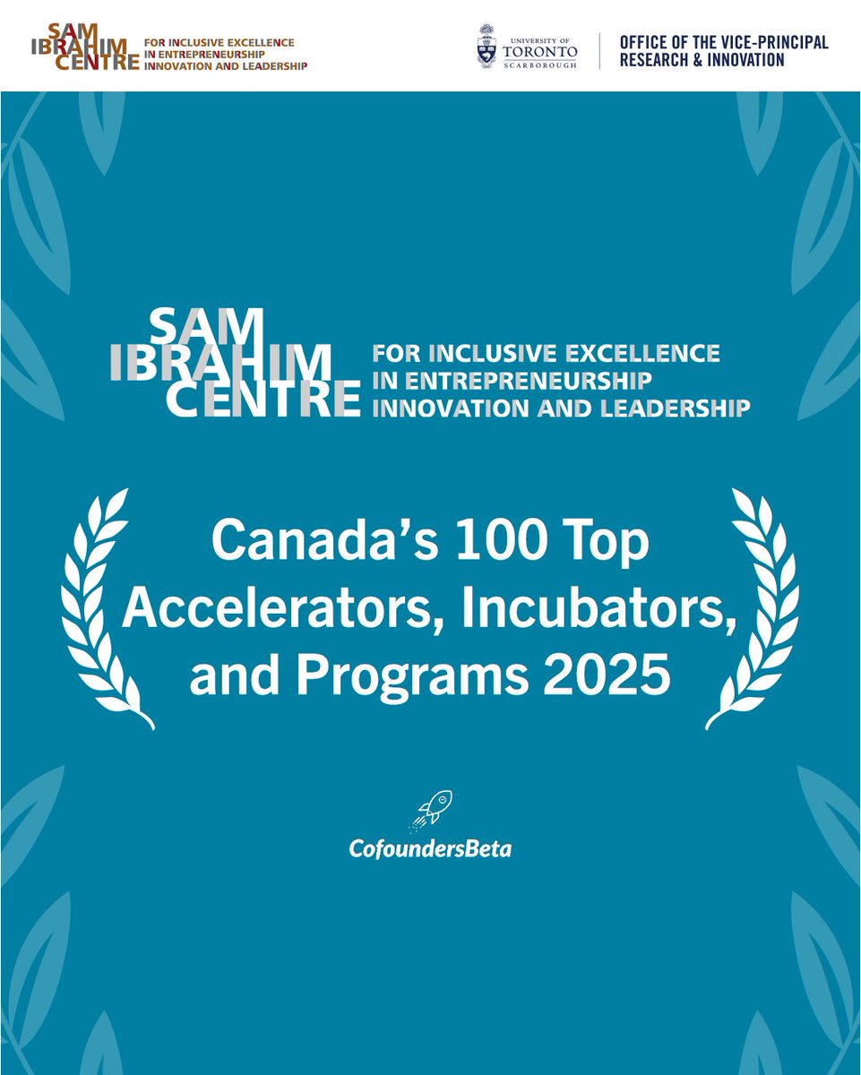 We’re thrilled to share that Sam Ibrahim Centre (#SICIEEIL) (formerly known as The Hub) has been recognized in the Top 100 Accelerators, Incubators, and Programs 2025 in #Canada by <a href="/cofoundersbeta/">CofoundersBeta</a> ! 🚀🇨🇦

Learn more: bit.ly/4au02Jm

#Entrepreneurship #UTSC #UofTStartup