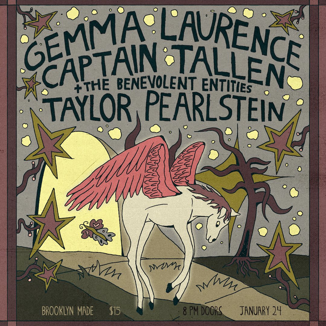 TONIGHT: Gemma Laurence Music, Captain Tallen &amp; the Benevolent Entities, and <a href="/taypearlstein/">tay ☁️</a> play Brooklyn Made. Tickets: bit.ly/4fWfbEZ