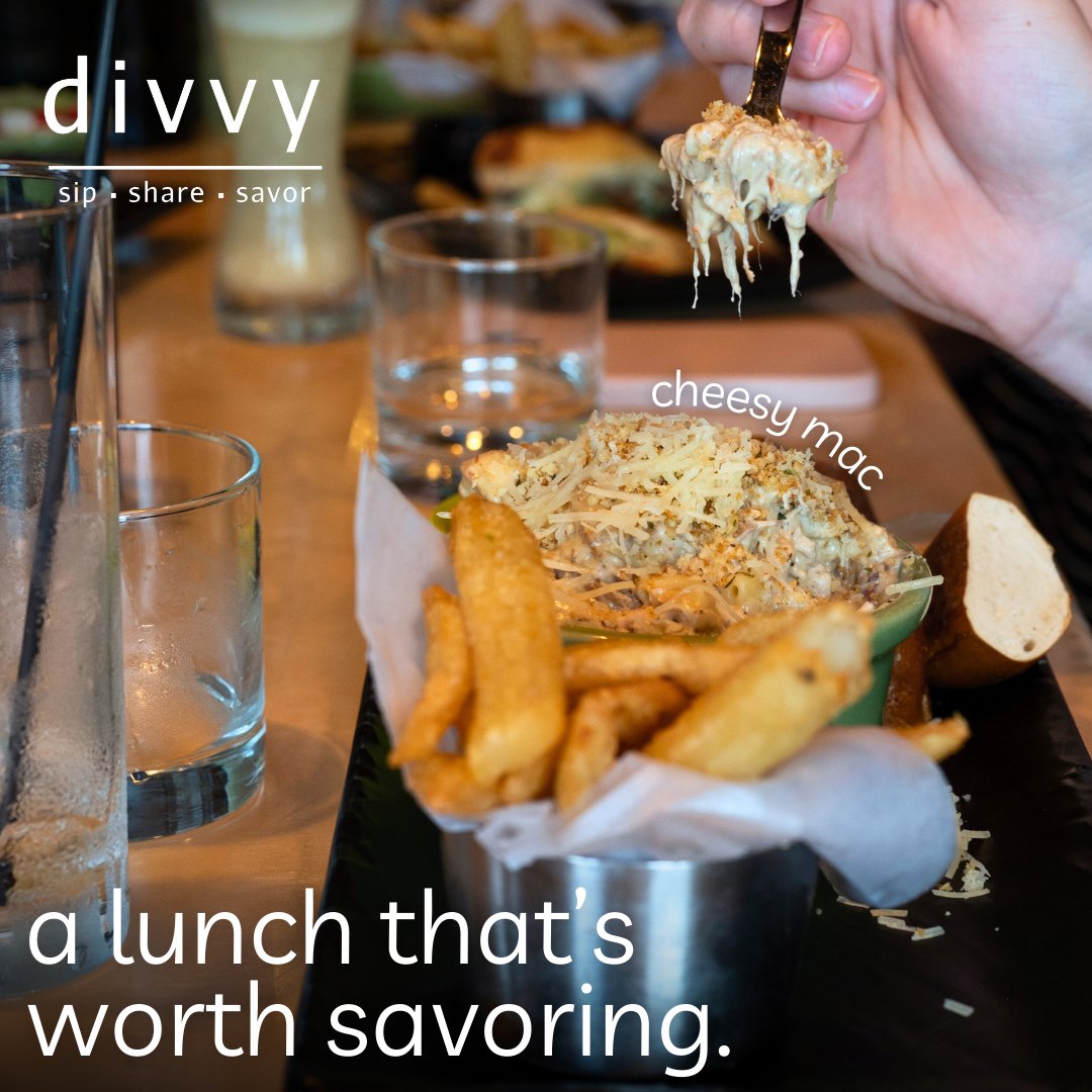 divvycarmel's tweet photo. Take a moment for yourself with a lunch that’s truly worth savoring. Our cheesy mac is creamy, rich, and the perfect meal to warm you up when the weather is cold.

#divvy #ShareTheExperience #CarmelCityCenter #CarmelIN https://t.co/yWkgFOhSZM