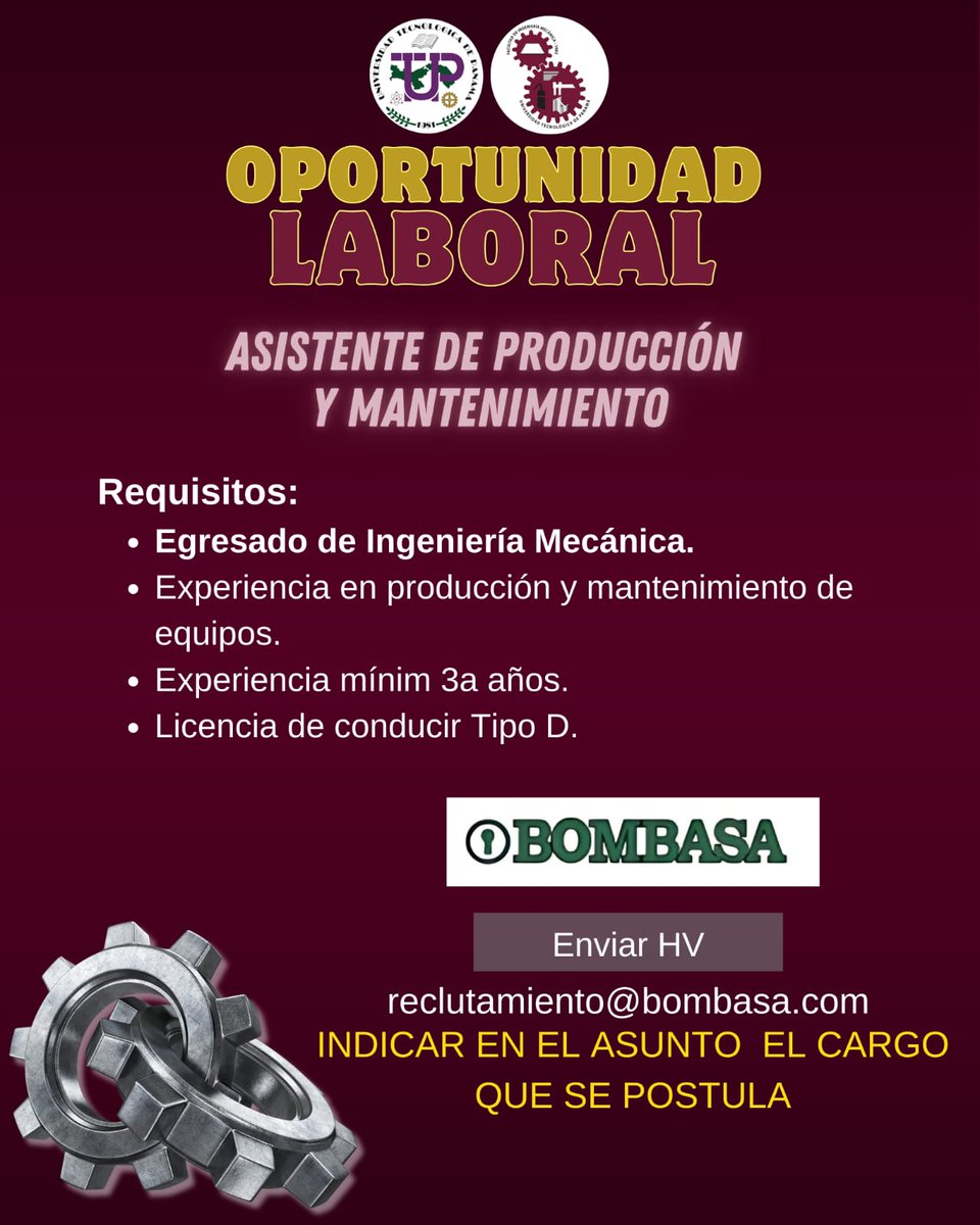 ✨👷🏽‍♂️OPORTUNIDAD LABORAL👨🏽‍🔧✨

🥇Cada oportunidad es un paso hacia tus metas. No temas arriesgarte, el crecimiento comienza cuando te atreves a intentarlo.