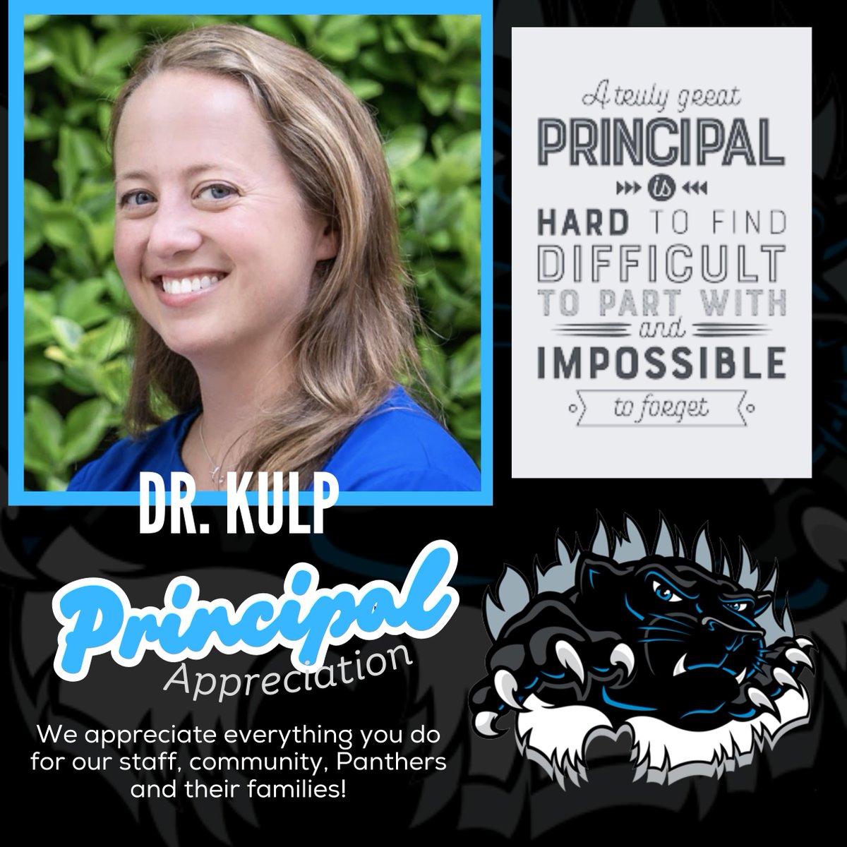Today is kicking off our week long celebration of our fabulous leader, Dr. Kulp! Happy Principal Appreciation Week!