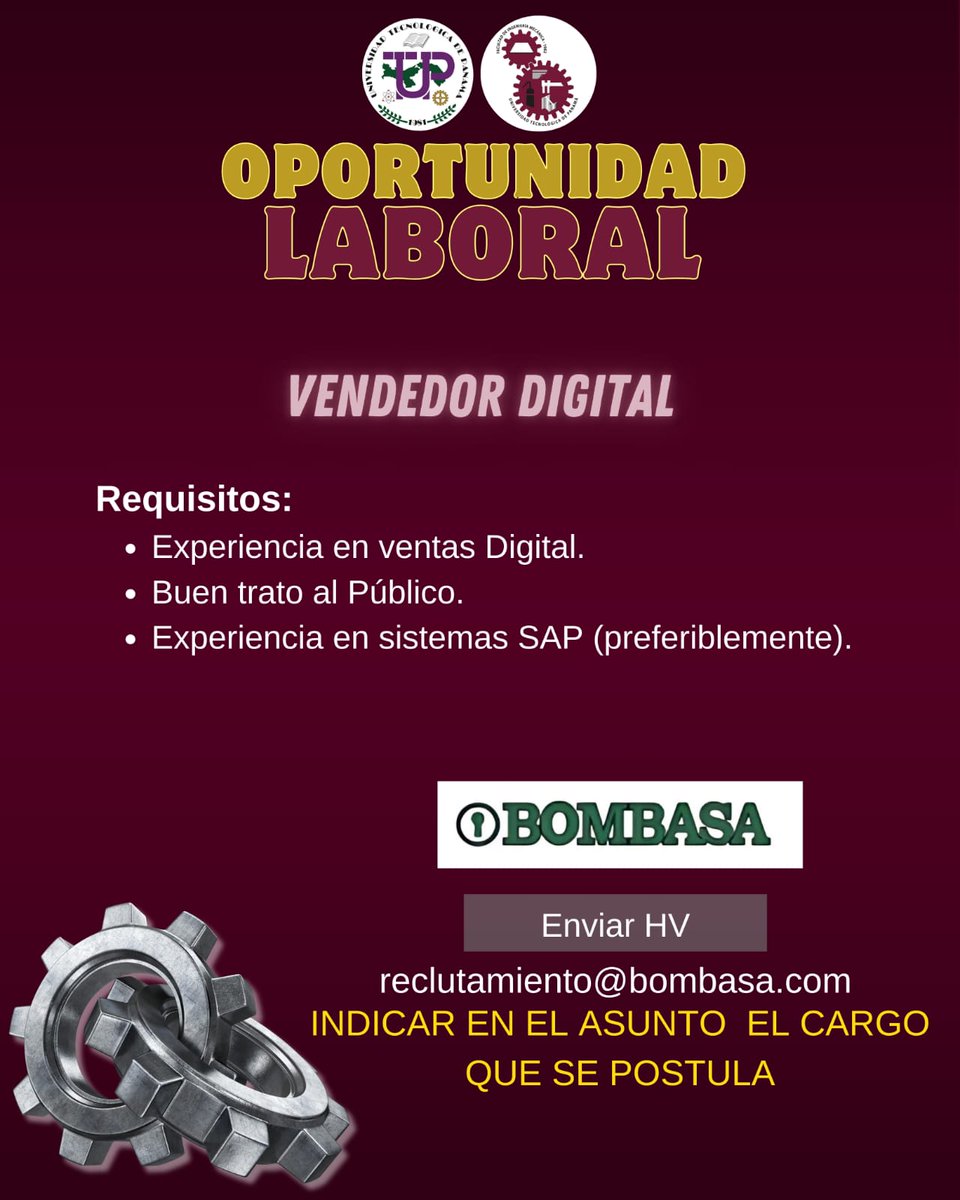 👨🏽‍🔧✨ OPORTUNIDAD LABORAL✨👷🏽‍♂️

🥇El éxito no espera. Toma esa oportunidad, demuestra tu talento y transforma los desafíos en logros.💪🏼