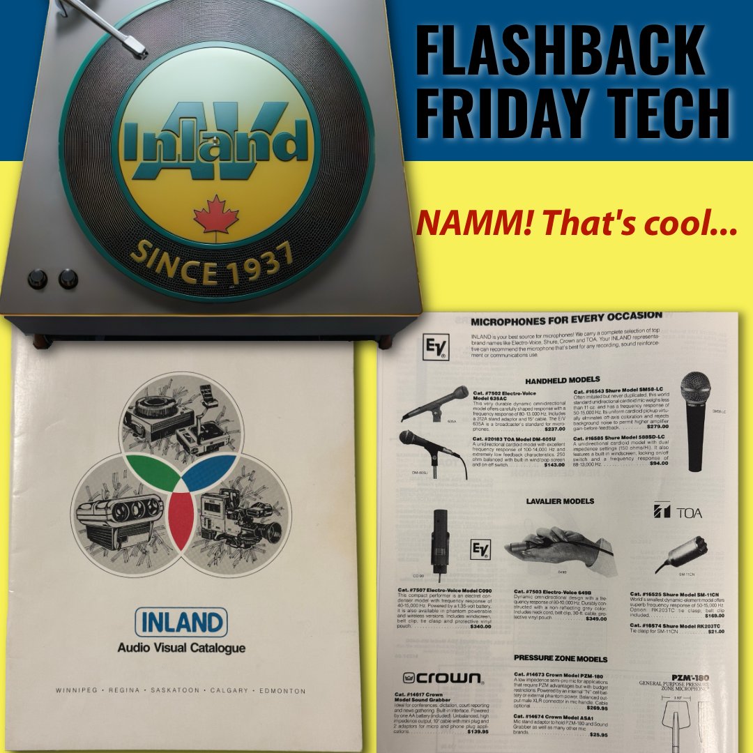 InlandAVWpg's tweet image. As #NAMM is going strong in Anaheim in sunny Southern California, in the Canadian Prairies, this #FlashbackFriday we’re taking a look at the old school music tech that paved the way for latest innovations being showcased at NAMM. #vintagetechnology #vintagetech #vintage