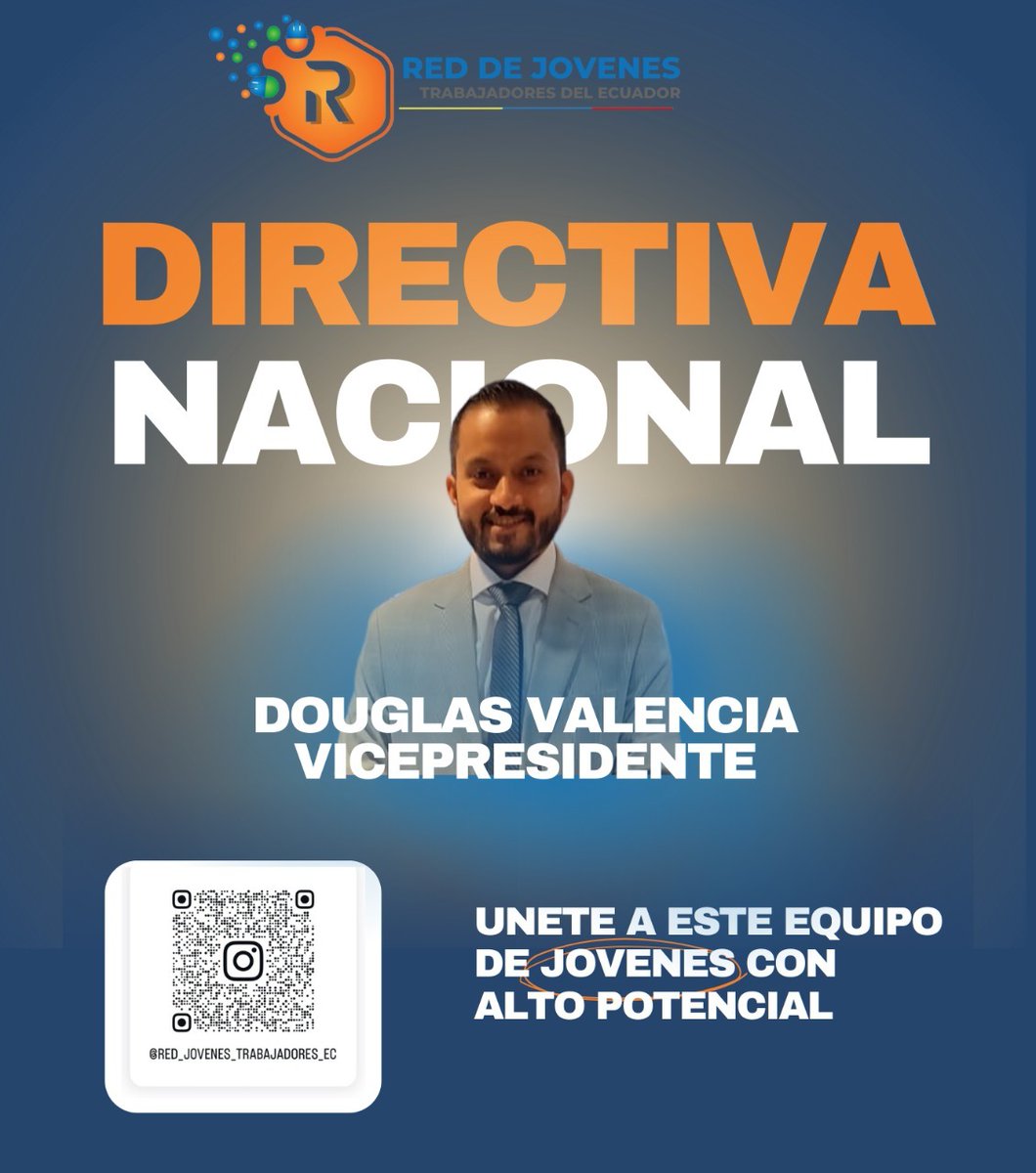 redjotraec's tweet photo. Estamos construyendo un equipo con alto potencial que busca transformar el presente y futuro laboral de nuestro país.
💼 Hoy destacamos a nuestro Vicepresidente Nacional, Douglas Valencia, quien trabaja con pasión y compromiso por el desarrollo de los jóvenes en Ecuador. https://t.co/cMMwHdfDOc