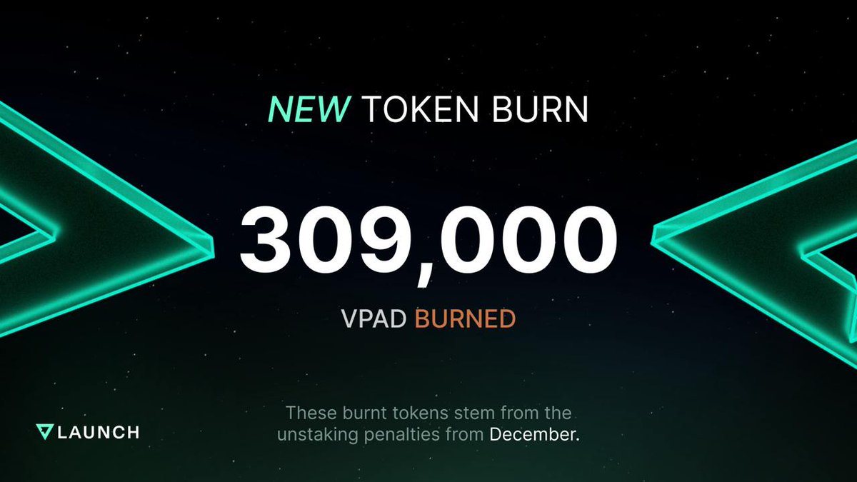 VLaunchCOM's tweet photo. TOKEN BURN ANNOUNCEMENT♨️

309,000 $VPAD Tokens are now history #VARRIORS!

These burnt tokens stem from the Early Unstaking Penalties for December.

TXN Details👇 https://t.co/Cpyh8LmufR