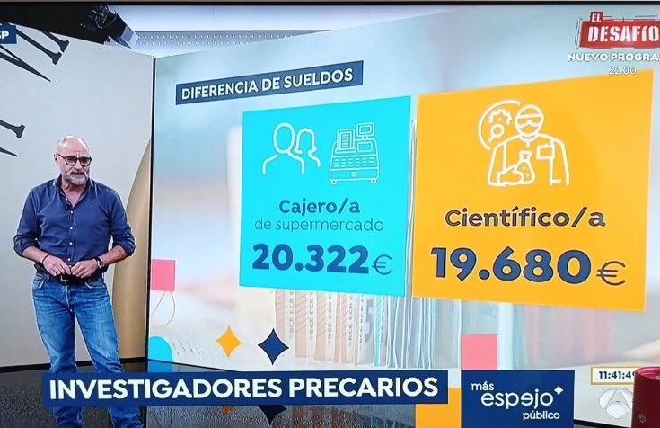 "Pasa la vida...
tus ilusiones y tus bellos sueños, todo se olvida....".

"Pasan los años...
y la Ciencia que siga mitad milagro, mitad apaño..."

<a href="/DianaMorantR/">Diana Morant</a> <a href="/CienciaGob/">Ministerio de Ciencia, Innovación y Universidades</a> <a href="/AgEInves/">Agencia Estatal de Investigación</a> <a href="/delPinoE/">Eloísa del Pino</a> <a href="/CSIC/">CSIC</a> <a href="/EvaOrtegaPaino/">Eva Ortega-Paíno</a> 
<a href="/TheMareitaROJA/">MAREÍTA ROJA - Investigación en lucha</a> <a href="/postdoc_es/">南宁</a> <a href="/CienciaConFutur/">Ciencia Con Futuro</a> <a href="/SENC_/">SENC</a> <a href="/COSCEorg/">Confederación de Sociedades Científicas de España</a>