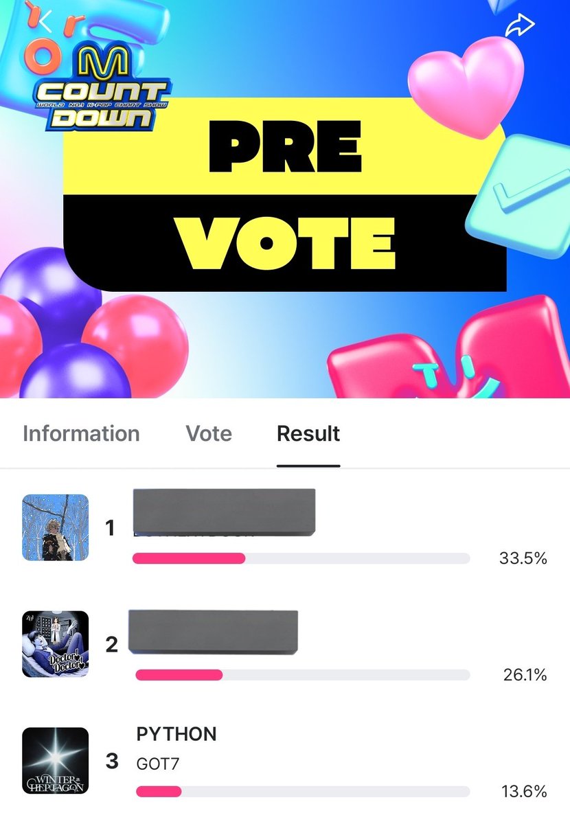 MCountdown PRE-VOTE

▫️×5 vote per account at Mnet Plus app

Let's win this for our boys💚

🔗mnetplus.onelink.me/TRa8/94wr5mku?…

#GOT7 #GOT7_PYTHON <a href="/GOT7Official/">GOT7</a> #GOT7_WINTER_HEPTAGON