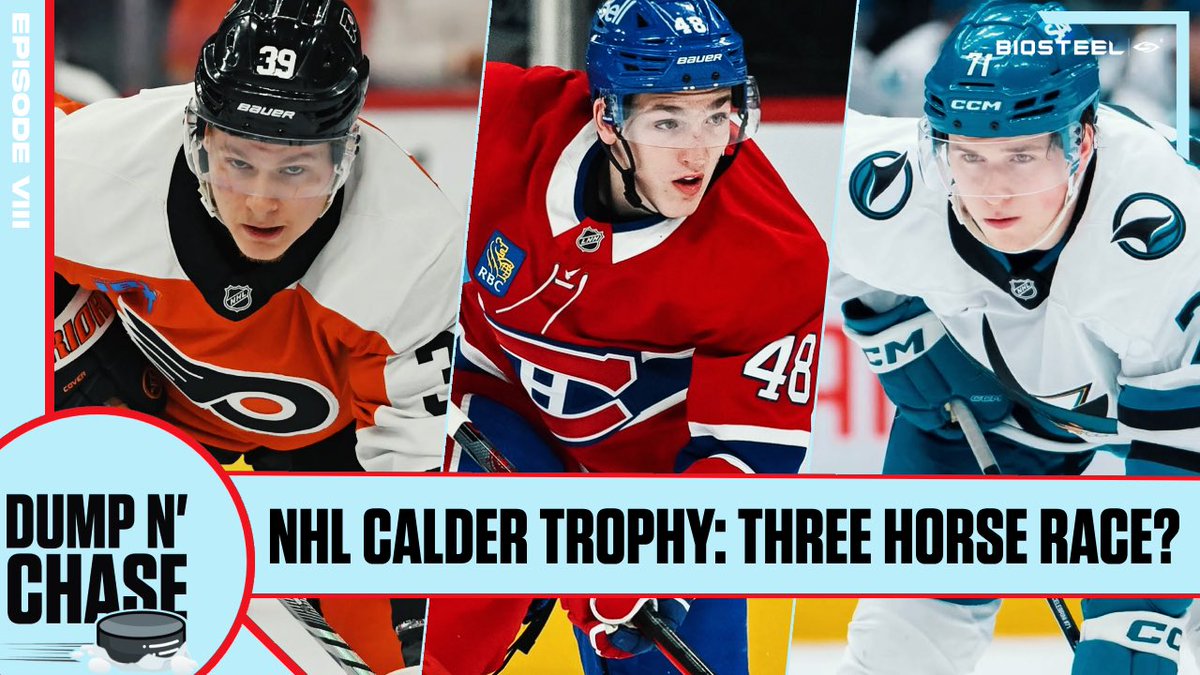 TheDumpNChase's tweet photo. In today’s show, the panel takes a look into a heated Calder Trophy race:
Macklin Celeberni (#TheFutureIsTeal), Lane Hutson #GoHabsGo), Matvei Michkov (#LetsGoFlyers) and Dustin Wolf (#Flames).
🎥: https://t.co/B9OfMMlBau
🎧: https://t.co/HFnLOl1Com
#NHL | #DumpNChase https://t.co/Me83tKiLcm