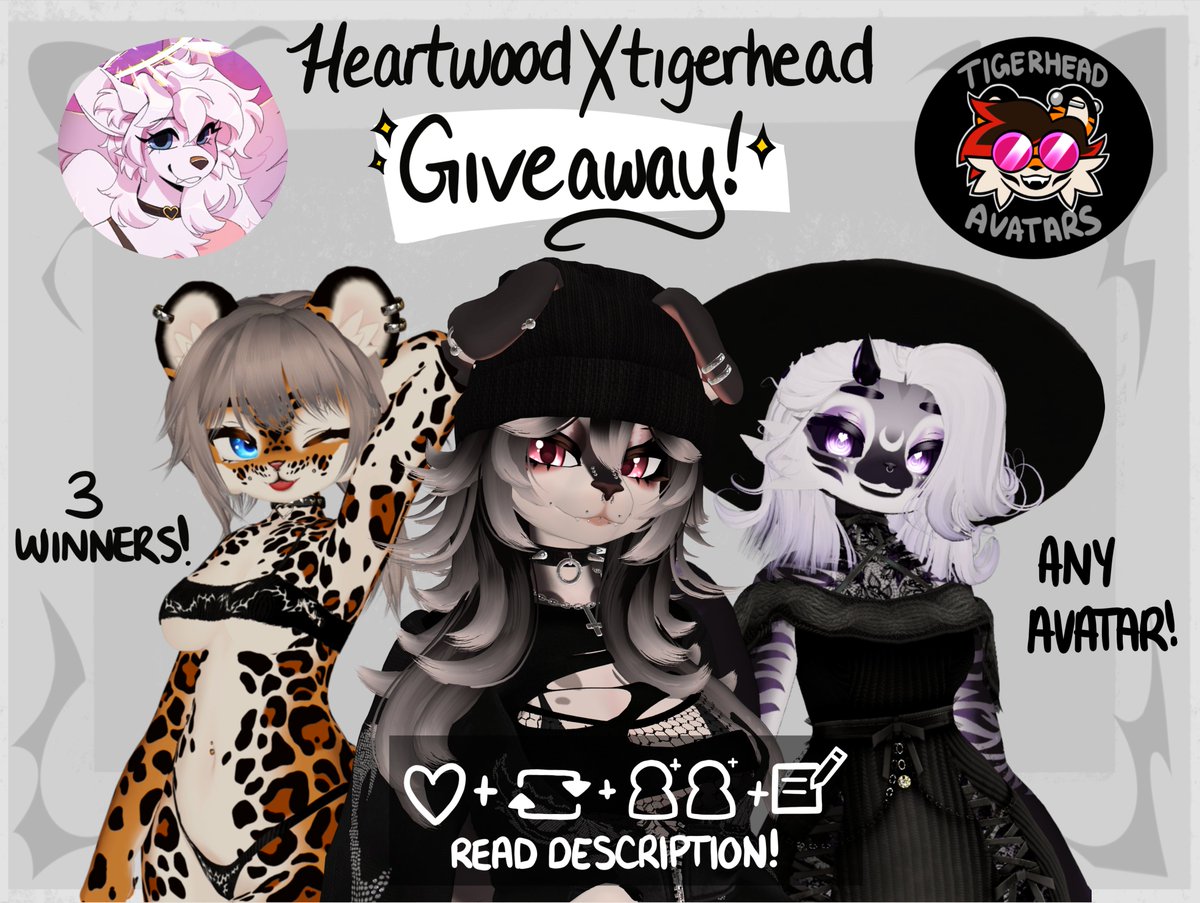🐯VRChat Avatar Giveaway! 🐯

Three lucky winners get to pick one of ANY 3 avatars from TigerHead's Avatars! Customize your VRChat experience with stunning, high-quality models by Tiger! ✨

Winner announced on Feb 7th! 🎉 Details below!