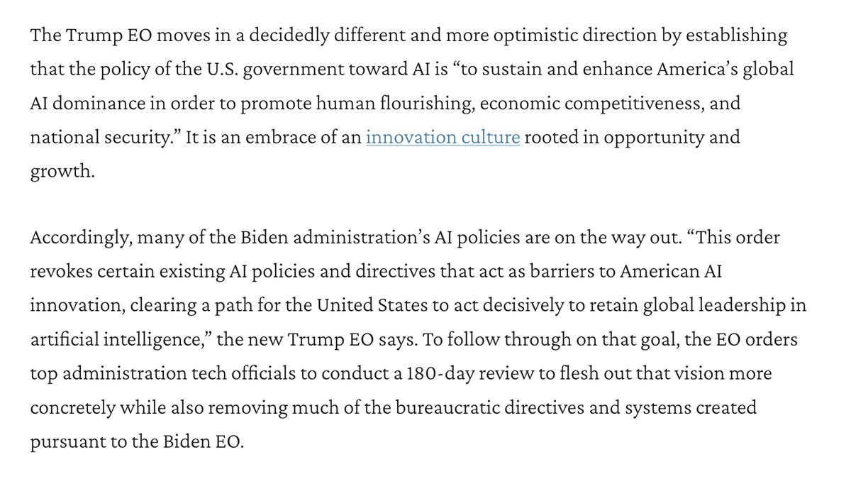 RSI's tweet image. Trump’s New AI Executive Order Begins Undoing Biden’s Bureaucratic Mess bit.ly/42rFbEx @AdamThierer