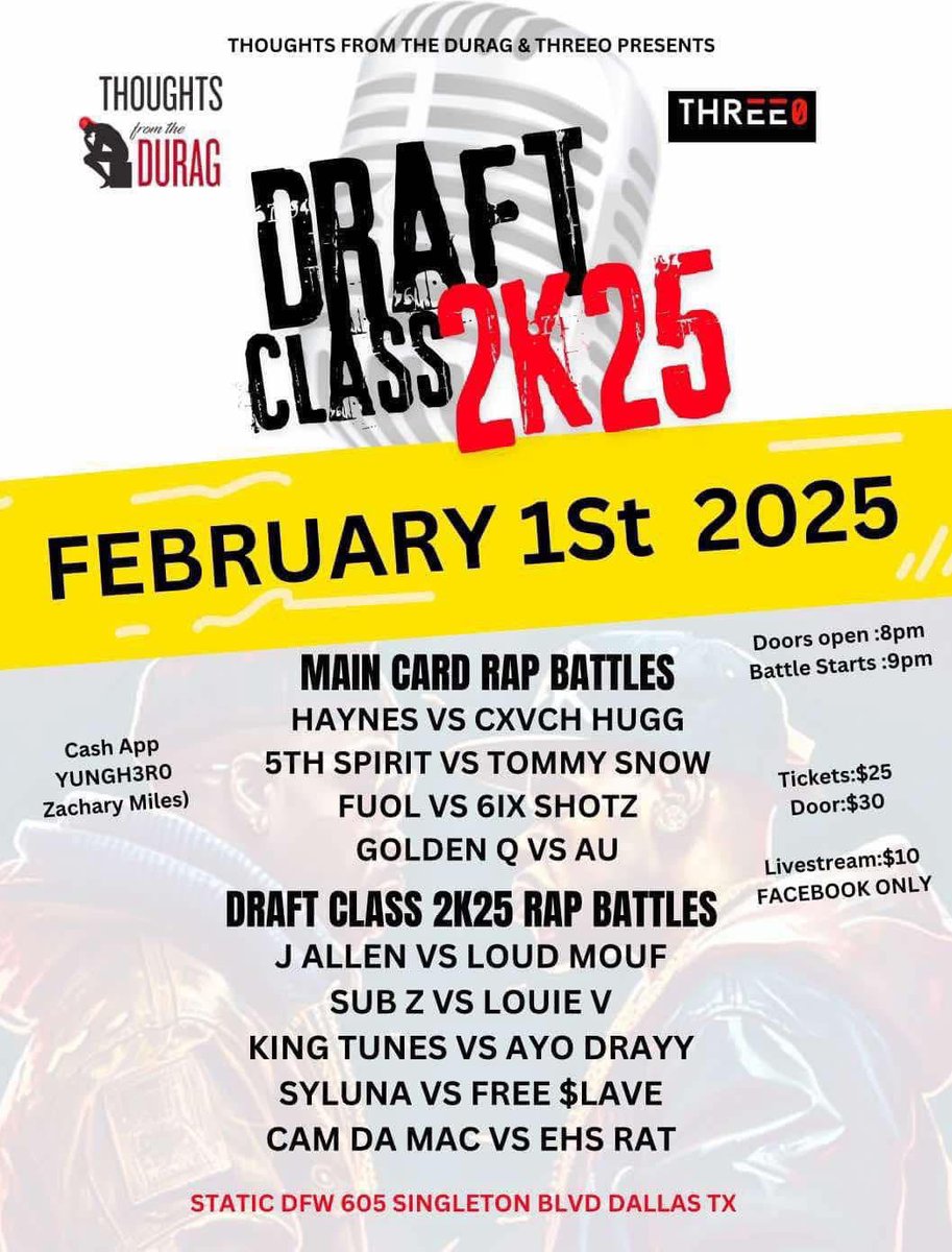 _fifthspirit_'s tweet image. I got a lot on my plate but the goal is to eat anyway #battlerap #the5thspirit #cooksum 

Feb 1st - Vs Tommy Snow (Dallas, TX)
Feb 6th - Vs @ENZIMAH (@iBattlePromo Twitter Space)
March 22nd - Vs @NasaMcmahon (Little Rock, AR)
April 26th - Vs Mystr (Tulsa, OK)