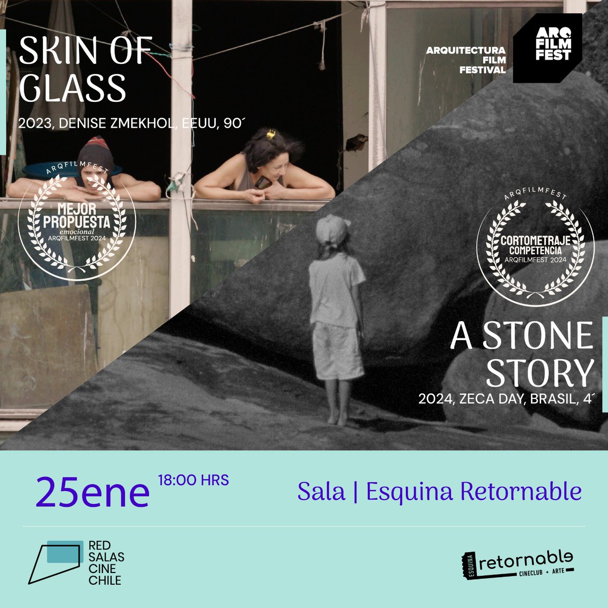 "Skin of glass" ¡este sábado en Antofagasta! Filme elegido como mejor representante de la #arquitectura emocional en la última versión de #ArqFilmFest 
⏰ 18.00 📍<a href="/esquinacineclub/">Esquina Retornable Cineclub + Arte</a> <a href="/redsalascl/">Red Salas de Cine</a>