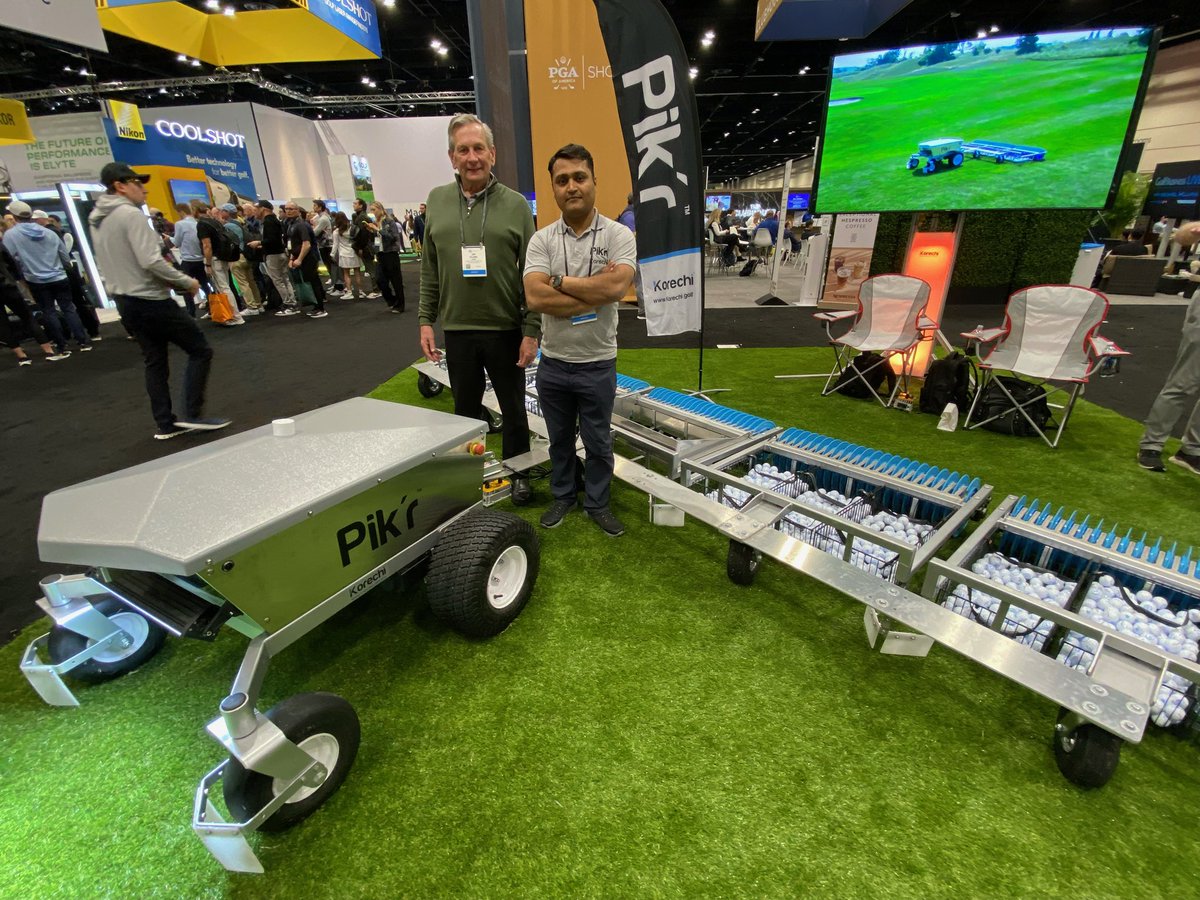 🇨🇦 Golf tech entrepreneurs Sougata Pahari and Jim Clark are at the PGA show in Orlando this week promoting their Pik’r, an autonomous, high capacity, robotic ball picker, tailor made for driving ranges! 

<a href="/KorechiInnov/">Korechi Innovations Inc.</a> 

📸 <a href="/gfrasergolf/">Grant Fraser</a>